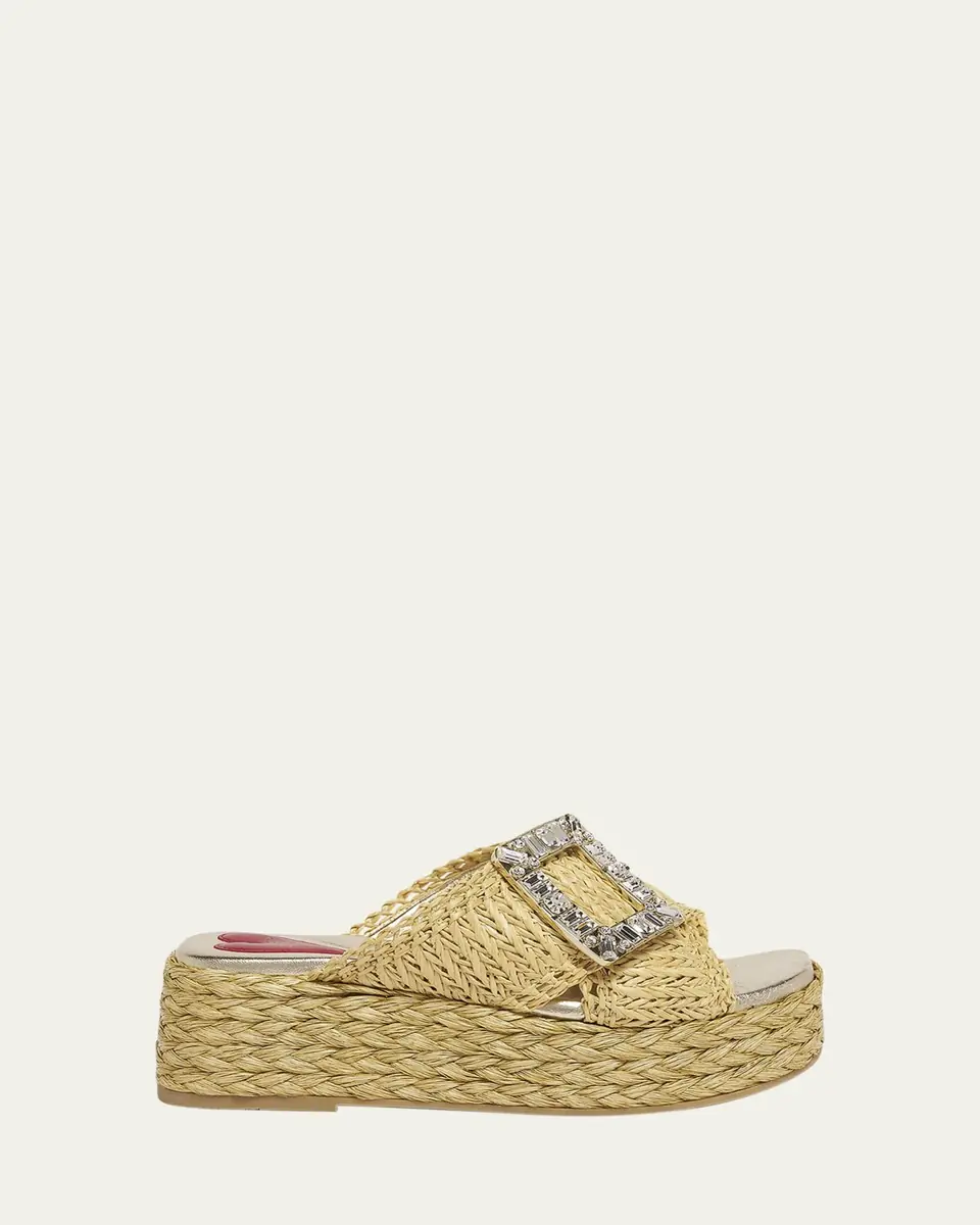 Roger Vivier Strass-Buckle Raffia Platform Sandals | Thumbnail 6 Roger Vivier Strass-Buckle Raffia Platform Sandals | Thumbnail 6