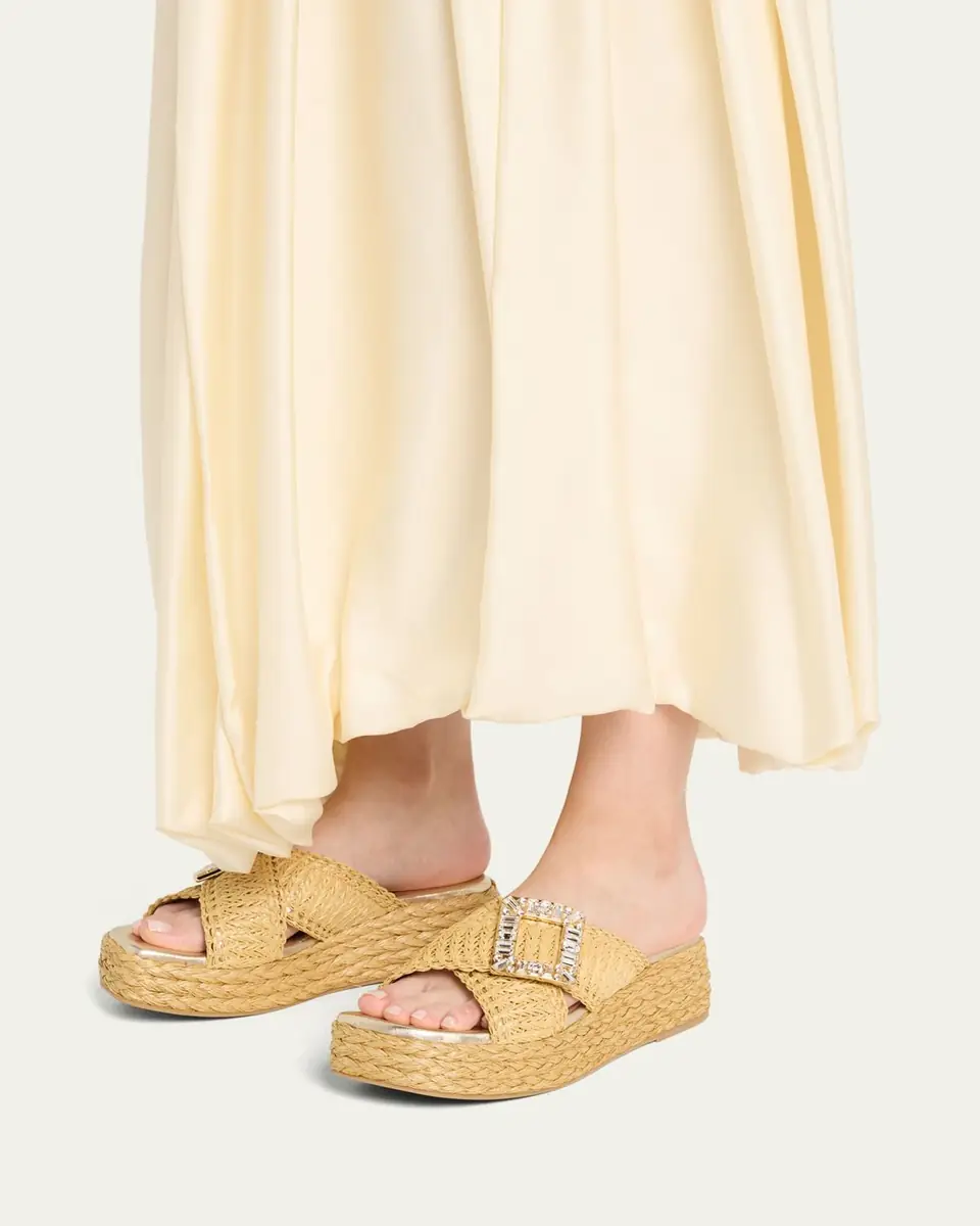 Roger Vivier Strass-Buckle Raffia Platform Sandals | Thumbnail 7 Roger Vivier Strass-Buckle Raffia Platform Sandals | Thumbnail 7