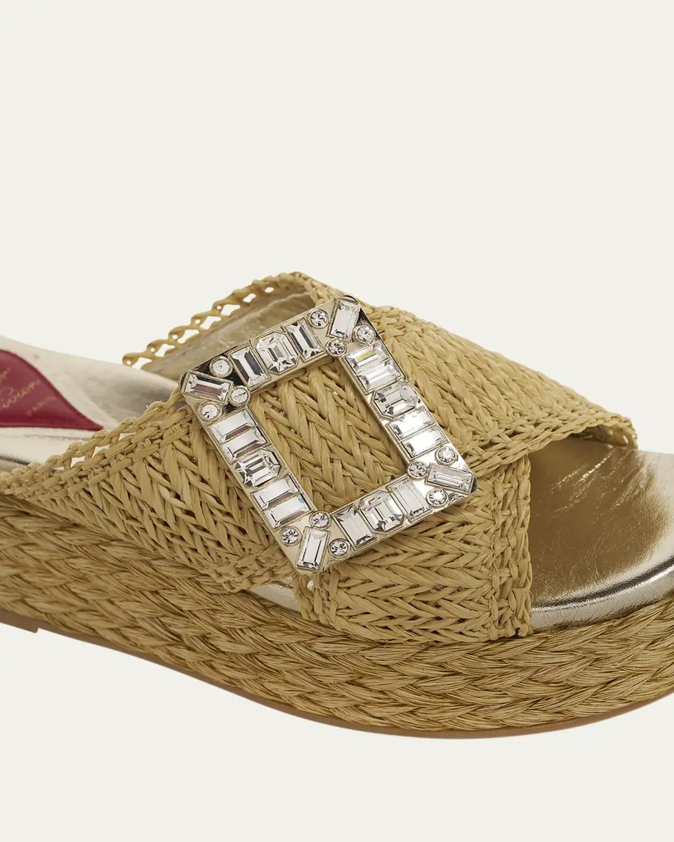 Roger Vivier Strass-Buckle Raffia Platform Sandals | Thumbnail 10 Roger Vivier Strass-Buckle Raffia Platform Sandals | Thumbnail 10