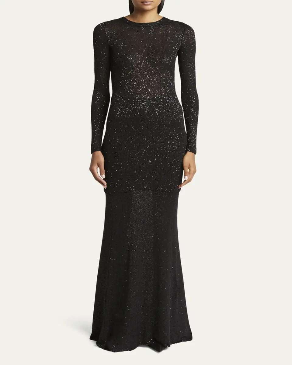 Balenciaga Sequined Knit Mini Long Sleeve Dress | Thumbnail 2 Balenciaga Sequined Knit Mini Long Sleeve Dress | Thumbnail 2
