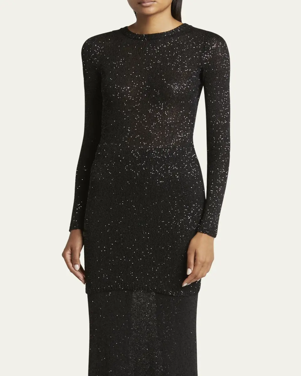 Balenciaga Sequined Knit Mini Long Sleeve Dress | Thumbnail 4 Balenciaga Sequined Knit Mini Long Sleeve Dress | Thumbnail 4