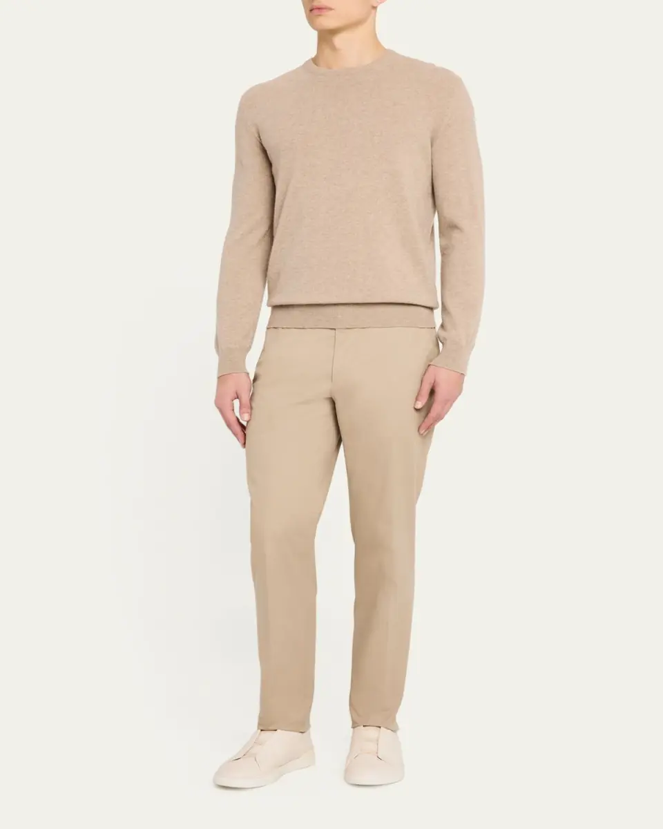 Zegna Men's Wool Slim Flat-Front Trousers | Thumbnail 2