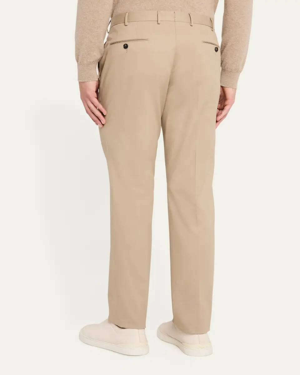 Zegna Men's Wool Slim Flat-Front Trousers | Thumbnail 3