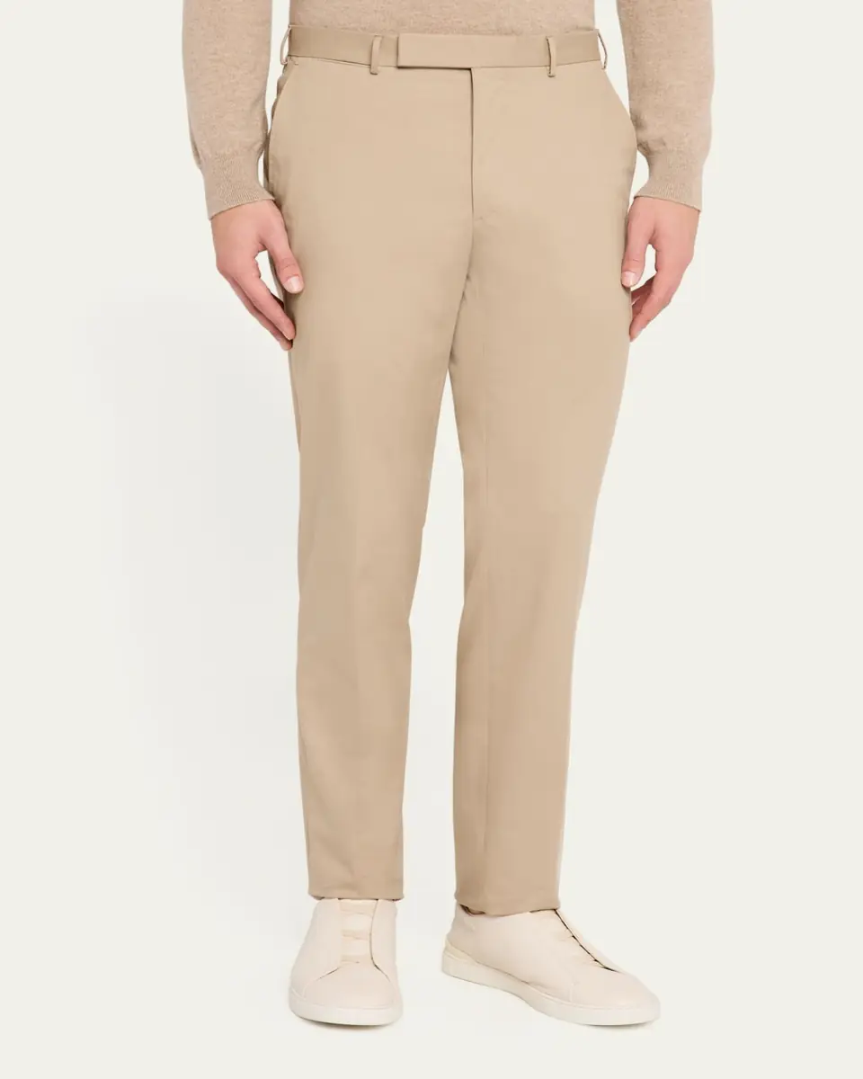 Zegna Men's Wool Slim Flat-Front Trousers | Thumbnail 4