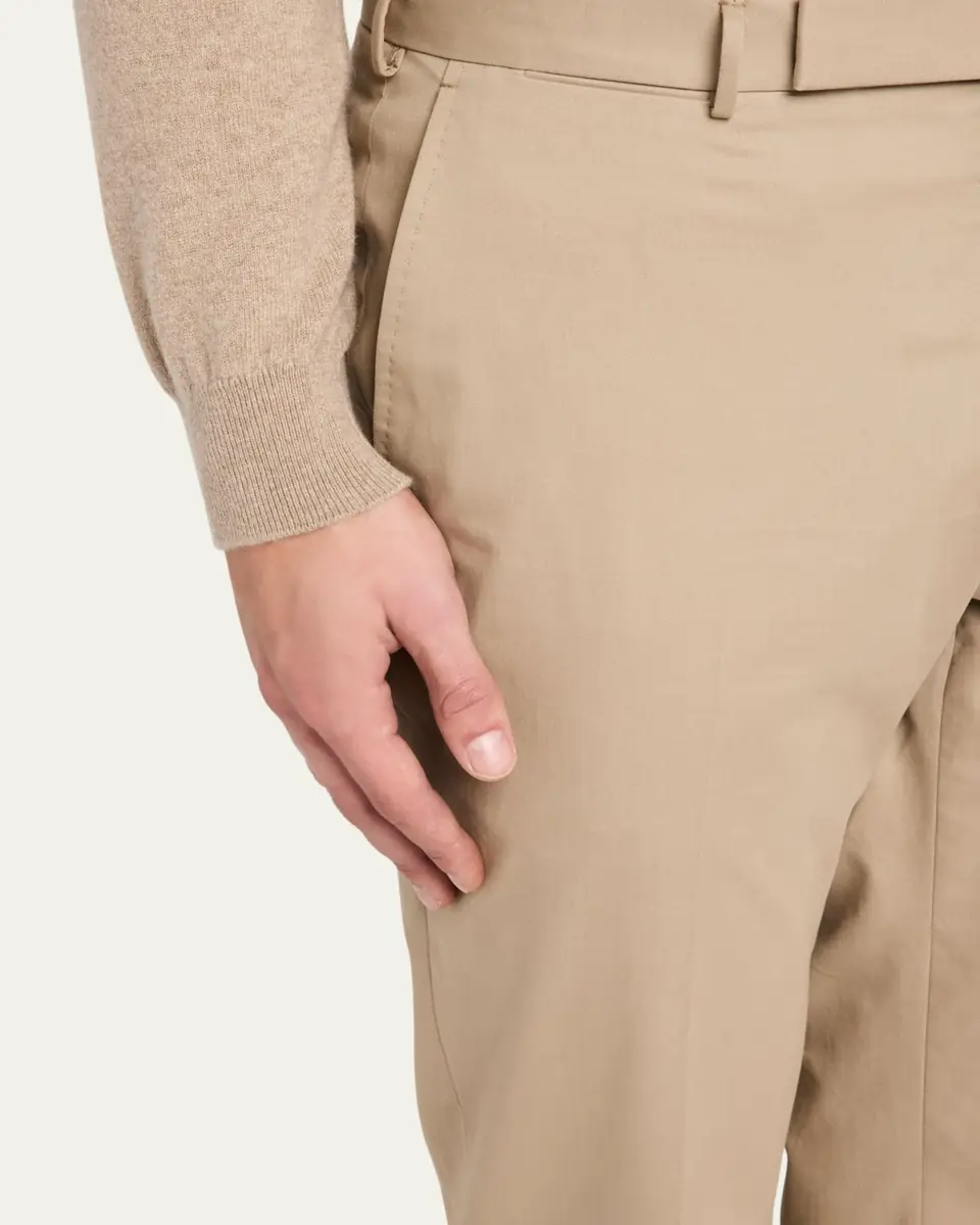 Zegna Men's Wool Slim Flat-Front Trousers | Thumbnail 5