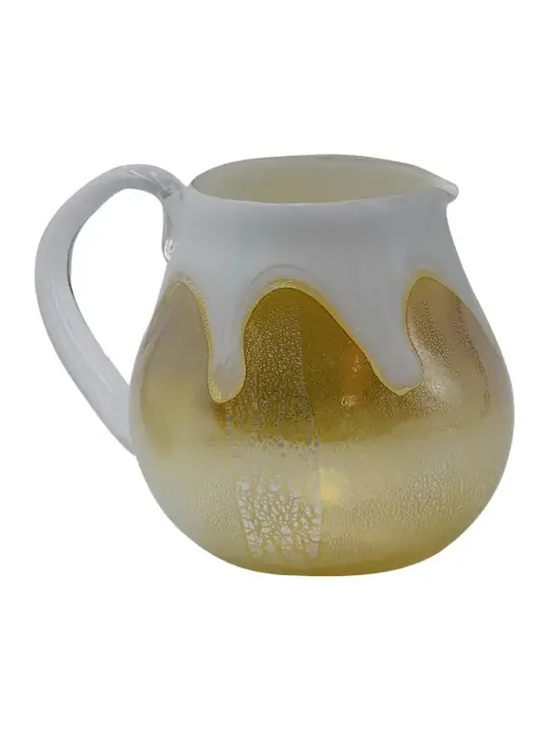 4 GLASS MURANO Goccia White Pitcher with Handle, 50 oz.