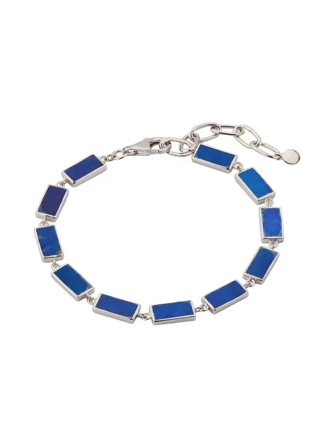 Men's Sterling Silver and Rectangle Lapis Bracelet Men's Sterling Silver and Rectangle Lapis Bracelet