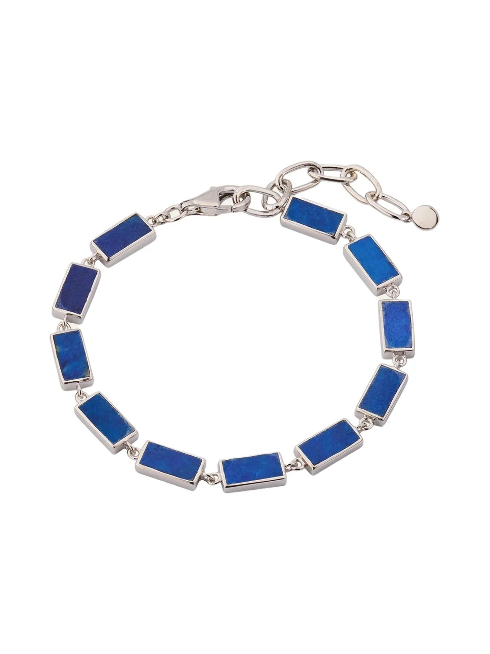 Men's Sterling Silver and Rectangle Lapis Bracelet