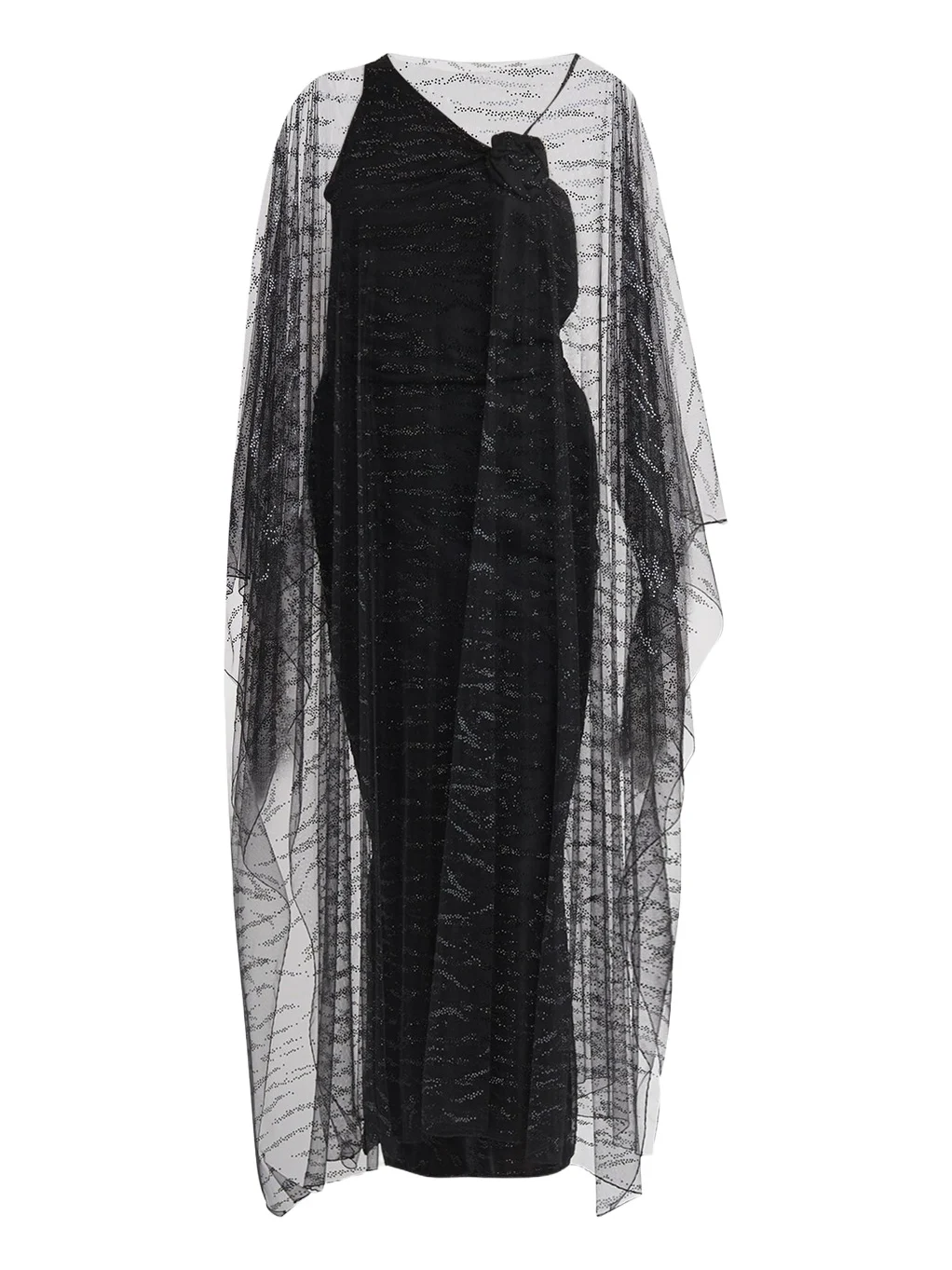 Crystal Embellished Sheer Long Cape