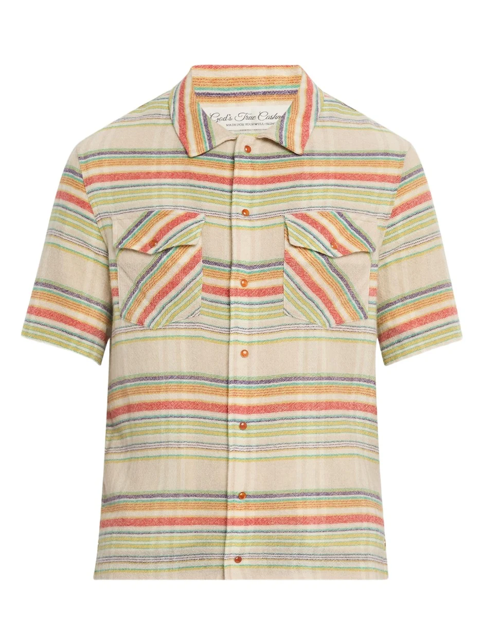 God’s True Cashmere Men's Multi-Stripe Cashmere Gauze Sport Shirt