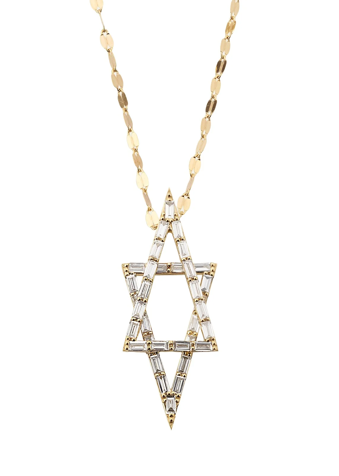 14K Gold Baguette Diamond Star of David Pendant Necklace 14K Gold Baguette Diamond Star of David Pendant Necklace