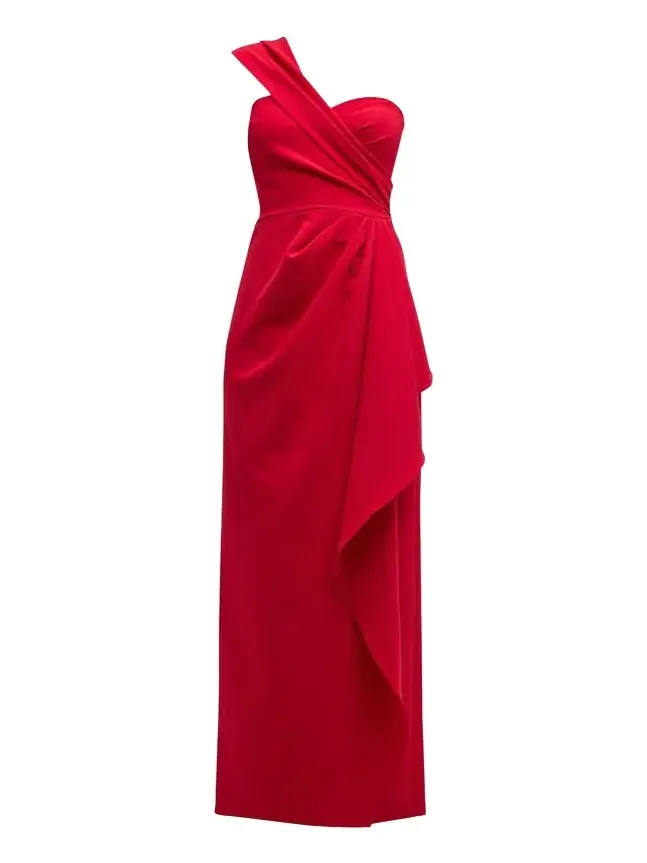 One-Shoulder Draped Stretch Crepe Gown