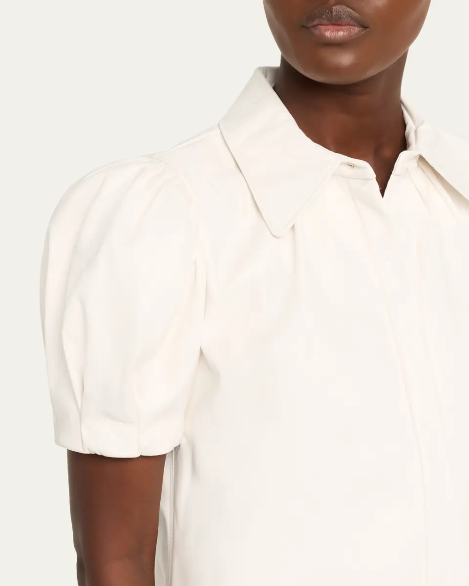 Alice + Olivia Jem Vegan Leather Puff-Sleeve Shirtdress | Thumbnail 5 Alice + Olivia Jem Vegan Leather Puff-Sleeve Shirtdress | Thumbnail 5