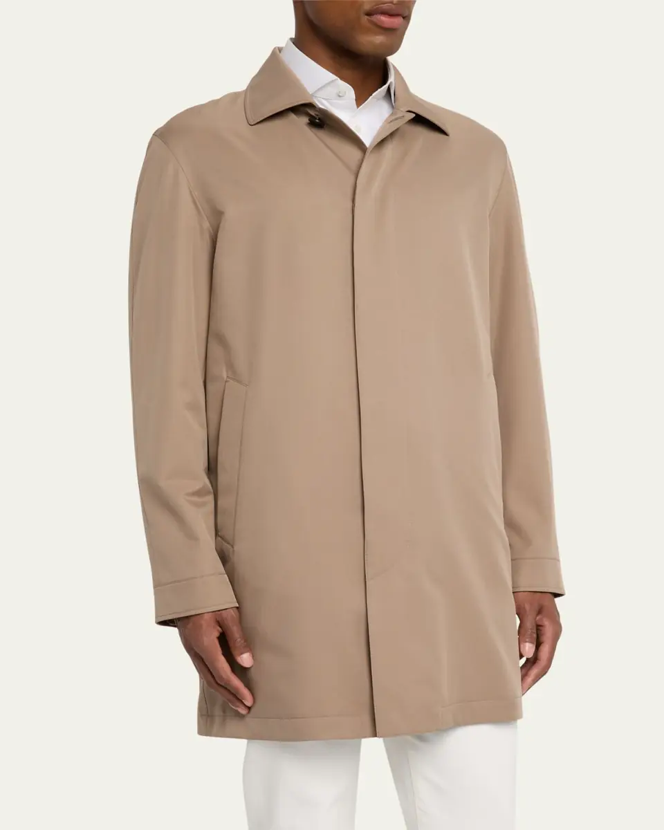Zegna Men's Microfiber Raincoat | Thumbnail 4 Zegna Men's Microfiber Raincoat | Thumbnail 4