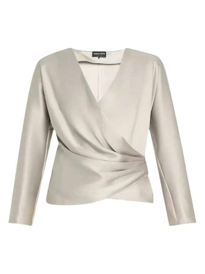Giorgio Armani Draped Double Silk Wrap Shirt
