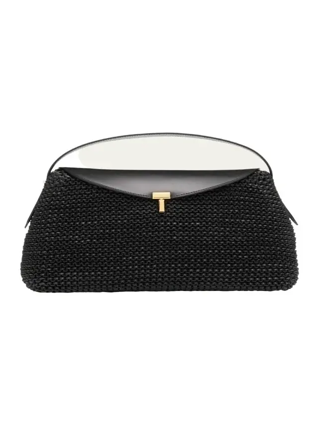 TOTEME T Lock Woven Leather Top-Handle Bag