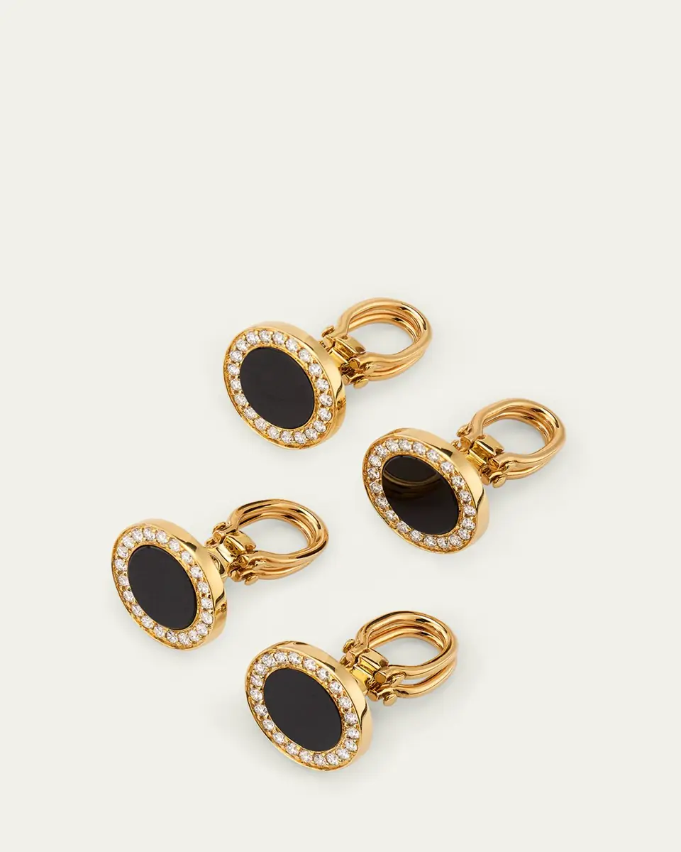 Jan Leslie Men's 18K Rose Gold Mother Of Pearl and Diamond Tuxedo Studs | Thumbnail 3 Jan Leslie Men's 18K Rose Gold Mother Of Pearl and Diamond Tuxedo Studs | Thumbnail 3