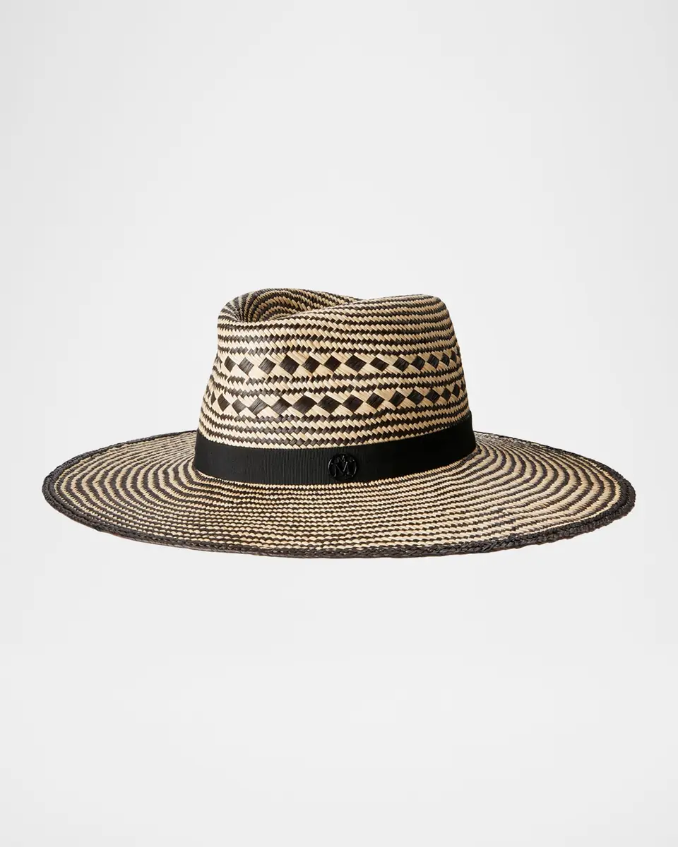 Maison Michel Charles Bicolor Straw Fedora Hat | Thumbnail 2 Maison Michel Charles Bicolor Straw Fedora Hat | Thumbnail 2