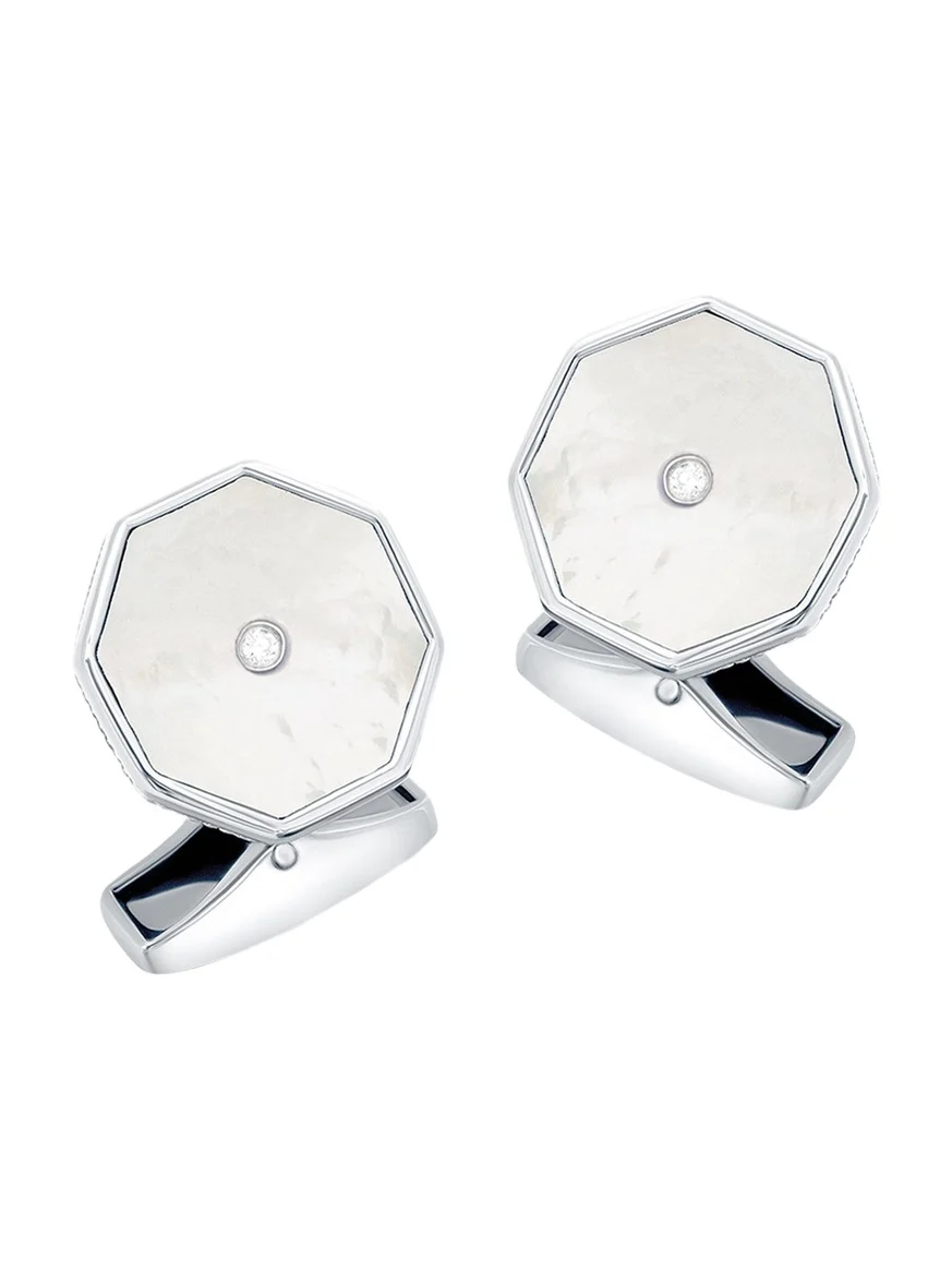 Men's Mother-Of-Pearl London Eye Cufflinks with Diamonds Men's Mother-Of-Pearl London Eye Cufflinks with Diamonds