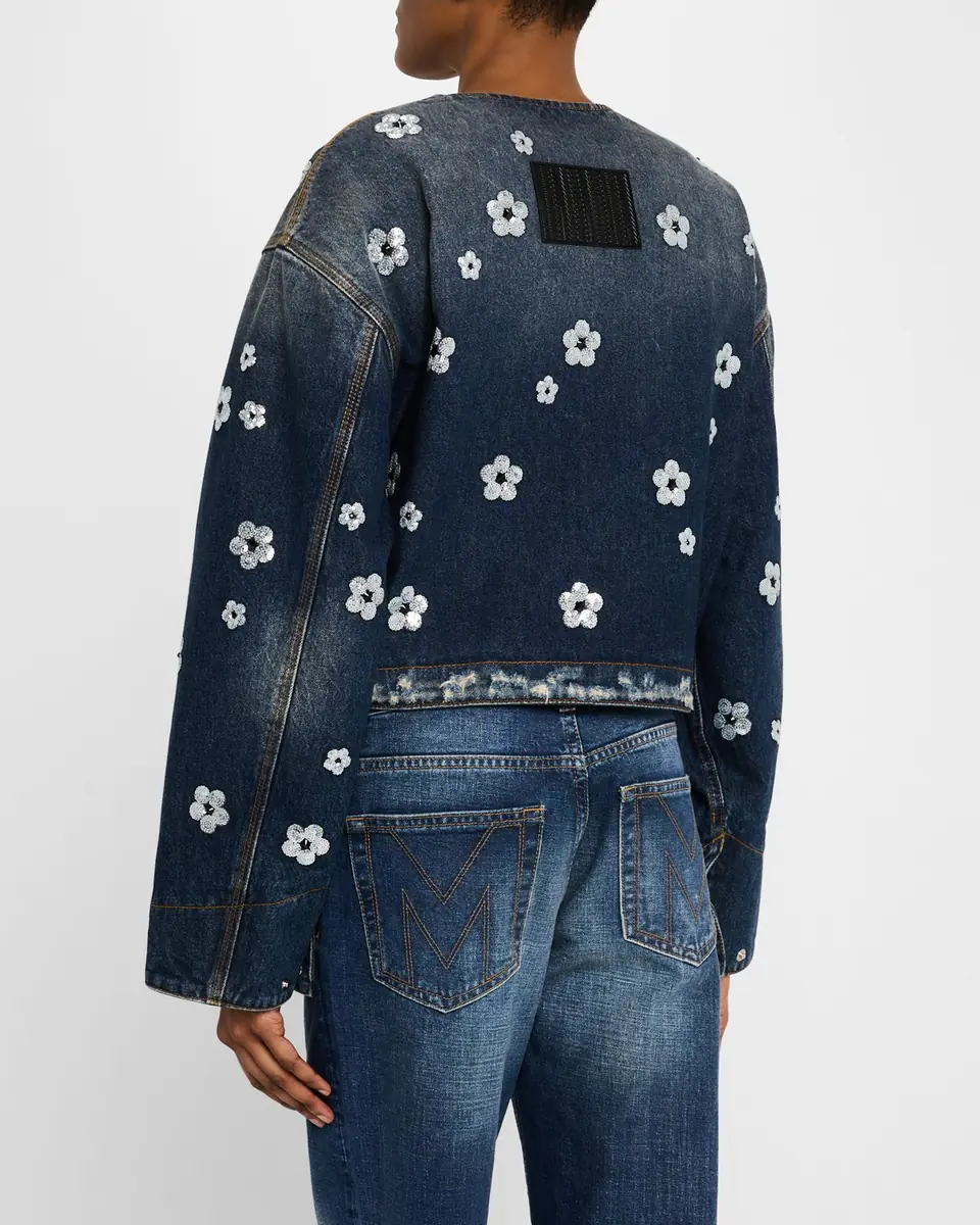 Marc Jacobs Daisy Sequined Denim Crop Jacket | Thumbnail 2 Marc Jacobs Daisy Sequined Denim Crop Jacket | Thumbnail 2