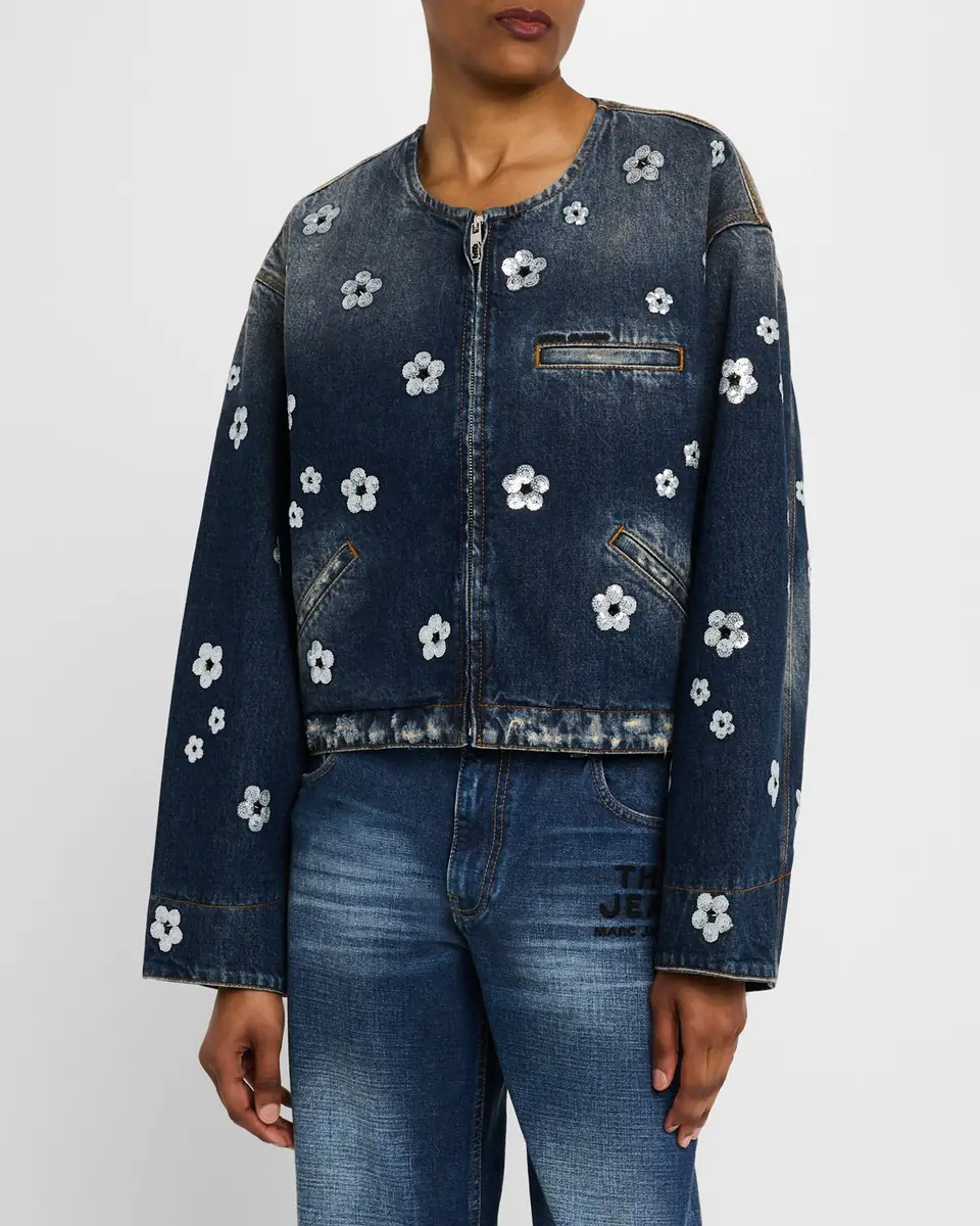 Marc Jacobs Daisy Sequined Denim Crop Jacket | Thumbnail 3 Marc Jacobs Daisy Sequined Denim Crop Jacket | Thumbnail 3