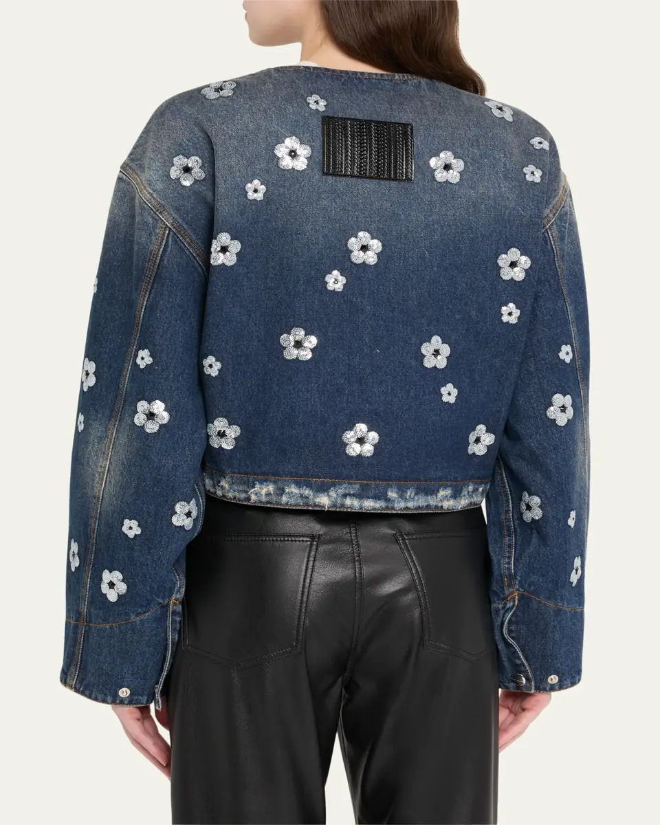 Marc Jacobs Daisy Sequined Denim Crop Jacket | Thumbnail 7 Marc Jacobs Daisy Sequined Denim Crop Jacket | Thumbnail 7