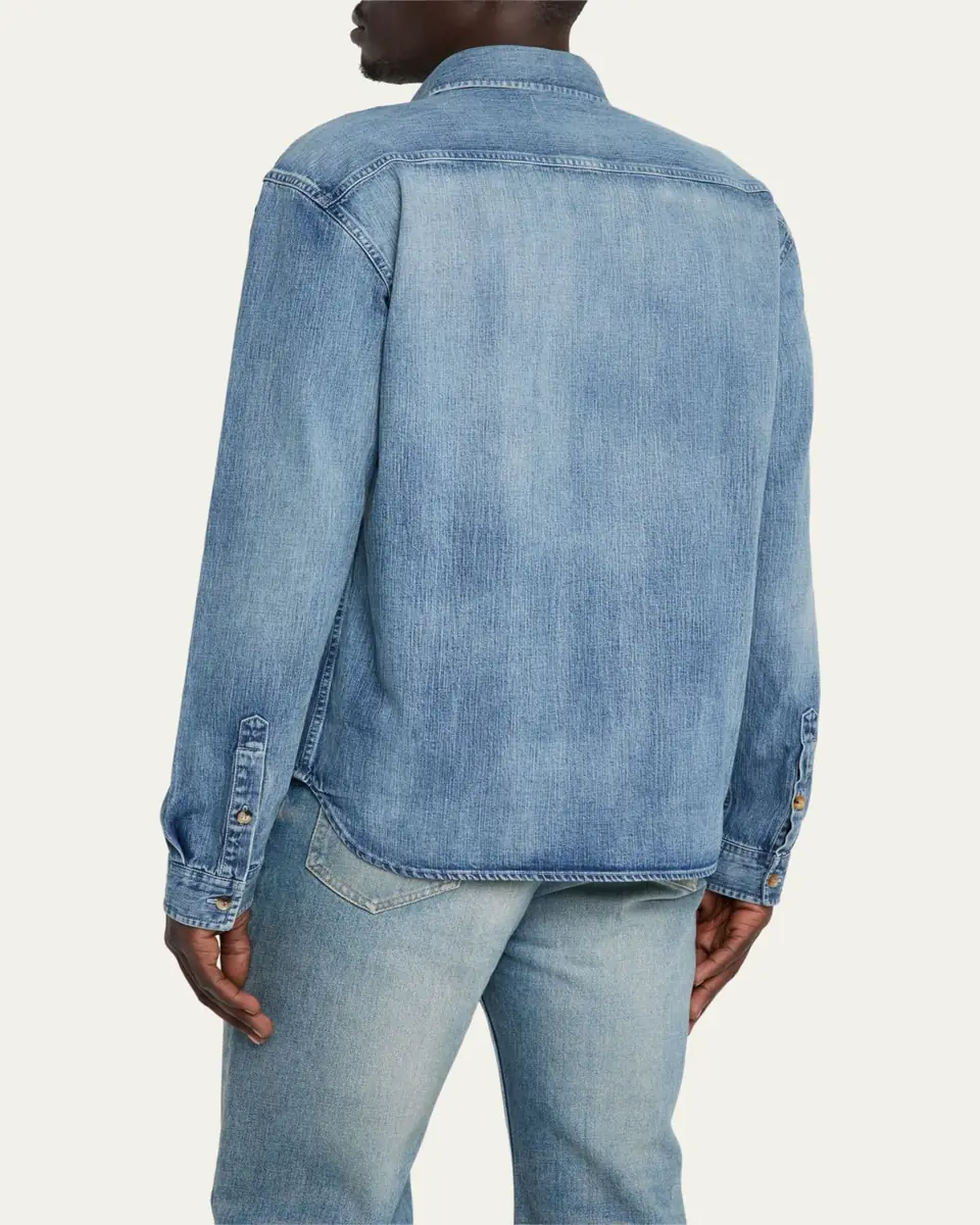 Saint Laurent Men's Cassandra Denim Button-Down Shirt | Thumbnail 3