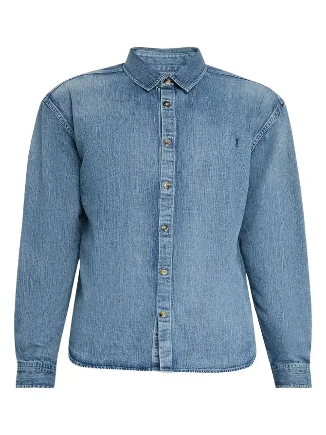Saint Laurent Men's Cassandra Denim Button-Down Shirt