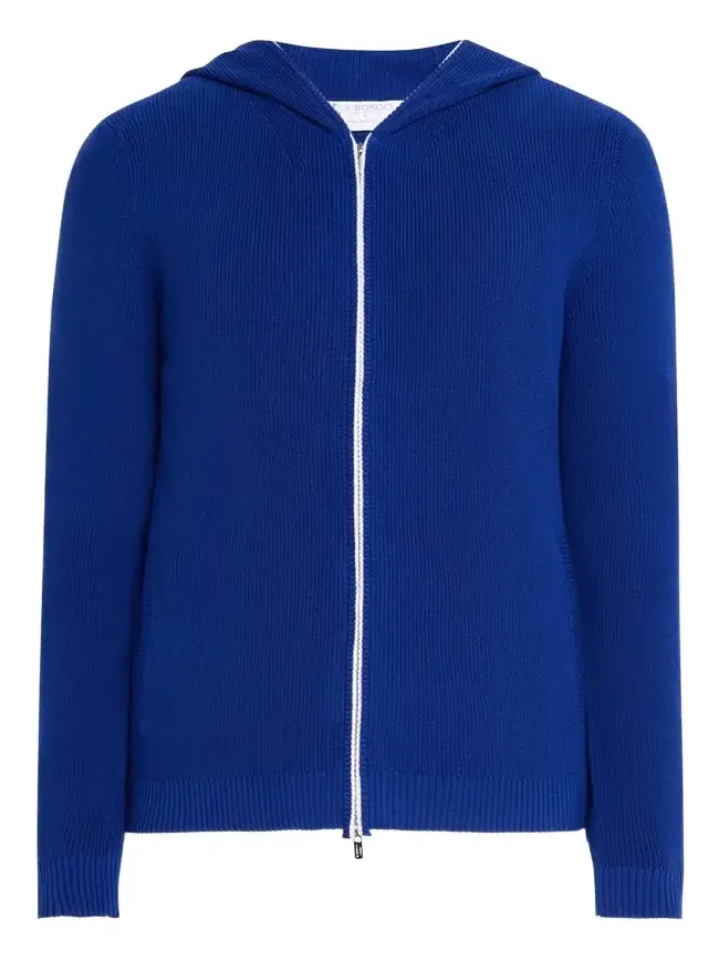 Men's Rib-Knit Hooded Zip Sweater