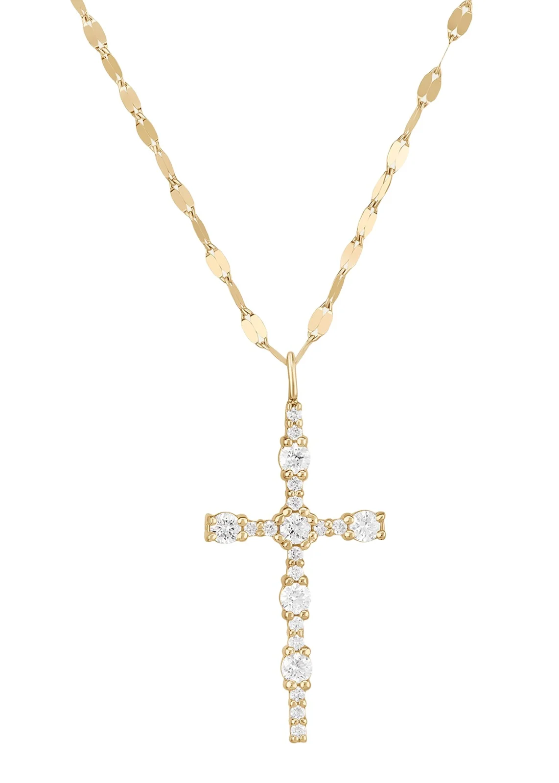Elevated Diamond Everyday Cross Necklace in 14K Yellow Gold, 18"L