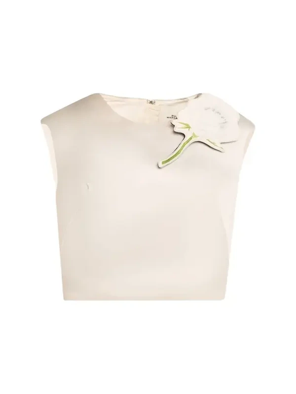 Marc Jacobs Runway Floral Brooch Cropped Silk Shell Top