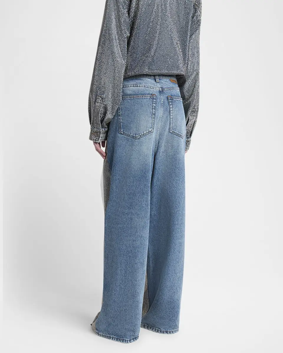 Stella McCartney Crystal Hotfix Wide Leg Jeans | Thumbnail 2 Stella McCartney Crystal Hotfix Wide Leg Jeans | Thumbnail 2