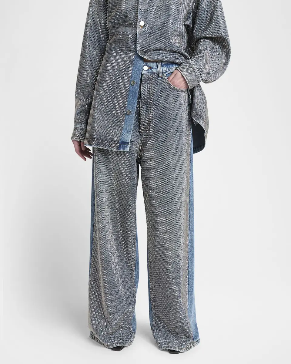 Stella McCartney Crystal Hotfix Wide Leg Jeans | Thumbnail 3 Stella McCartney Crystal Hotfix Wide Leg Jeans | Thumbnail 3