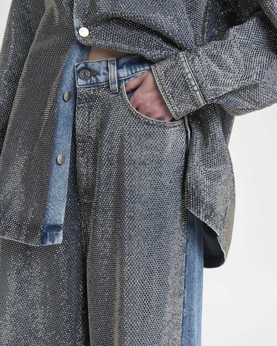 Stella McCartney Crystal Hotfix Wide Leg Jeans | Thumbnail 4 Stella McCartney Crystal Hotfix Wide Leg Jeans | Thumbnail 4