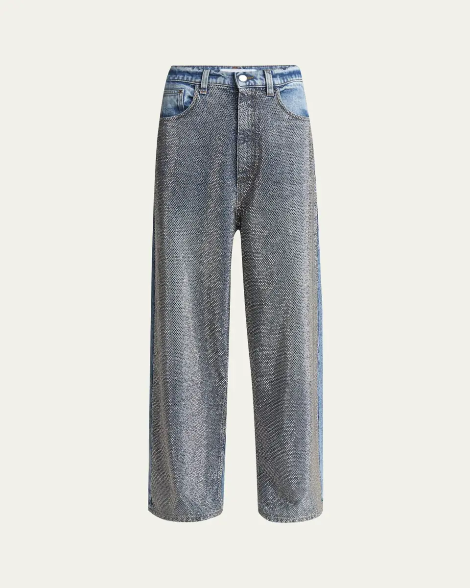 Stella McCartney Crystal Hotfix Wide Leg Jeans | Thumbnail 5 Stella McCartney Crystal Hotfix Wide Leg Jeans | Thumbnail 5