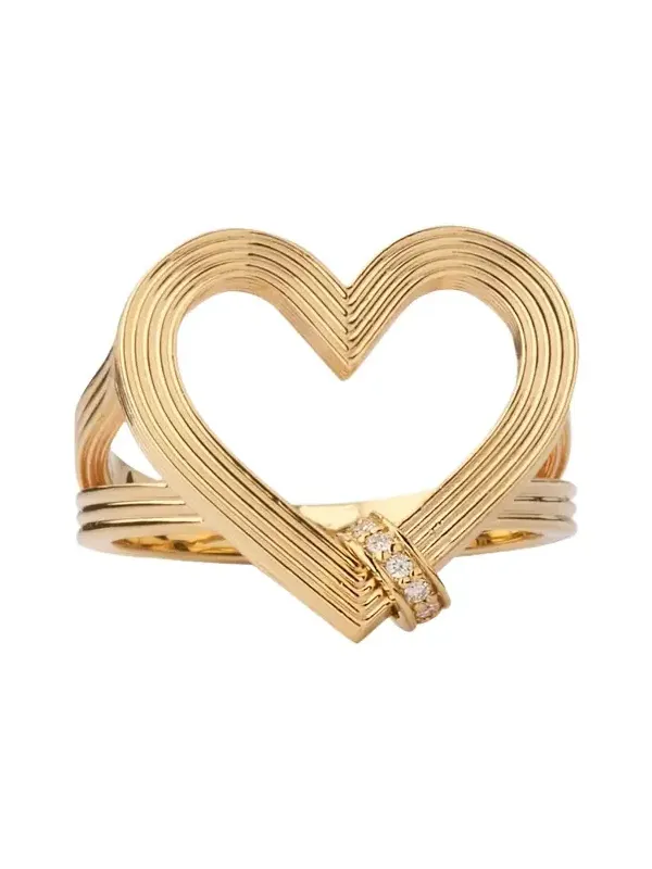 Sydney Evan Fluted Heart Diamond Rondelle Ring