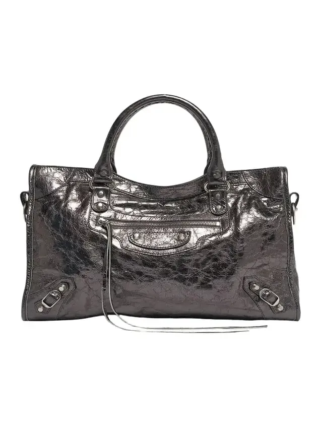 Le City Medium Metallic Leather Tote Bag Le City Medium Metallic Leather Tote Bag