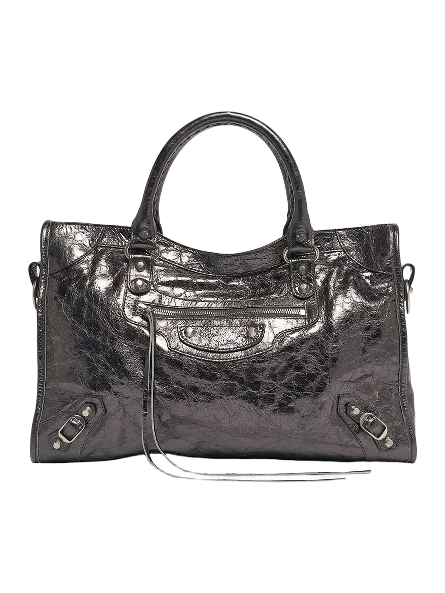 Le City Medium Metallic Leather Tote Bag