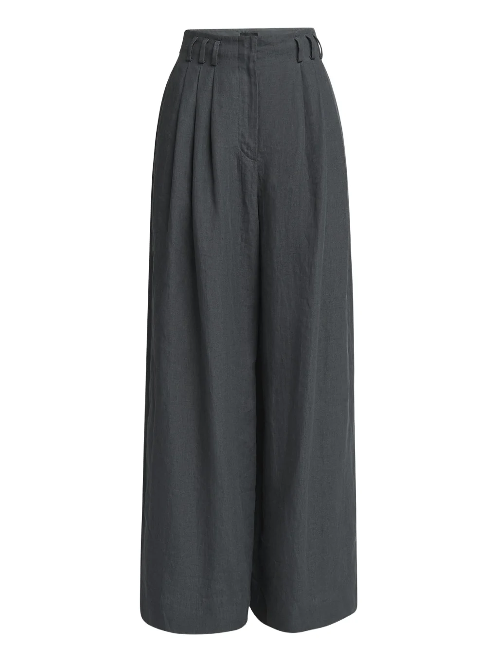 Pleated Wide-Leg Linen Trousers
