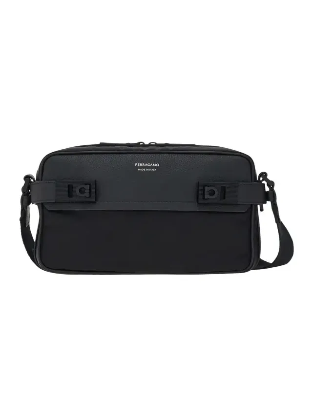 Ferragamo Men's Twins Nylon and Leather Shoulder Bag