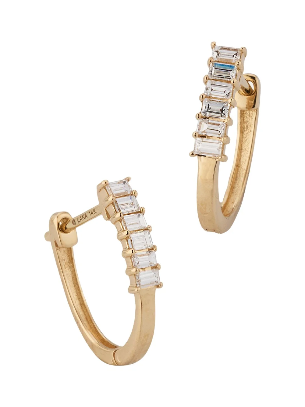 14K Yellow Gold Mini Baguette Diamond Huggie Earrings 14K Yellow Gold Mini Baguette Diamond Huggie Earrings