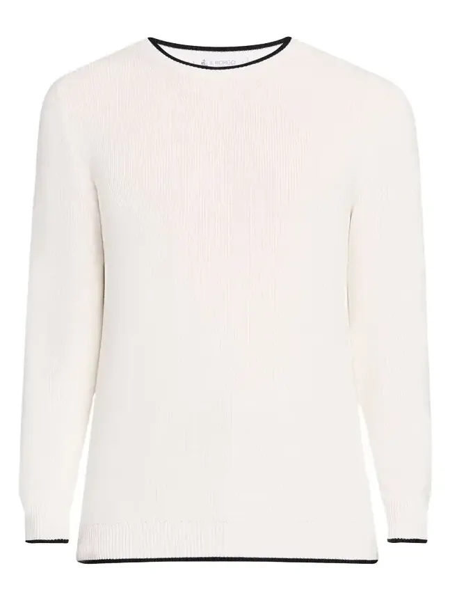 Men's Tipped Silk-Cotton Rib Sweater