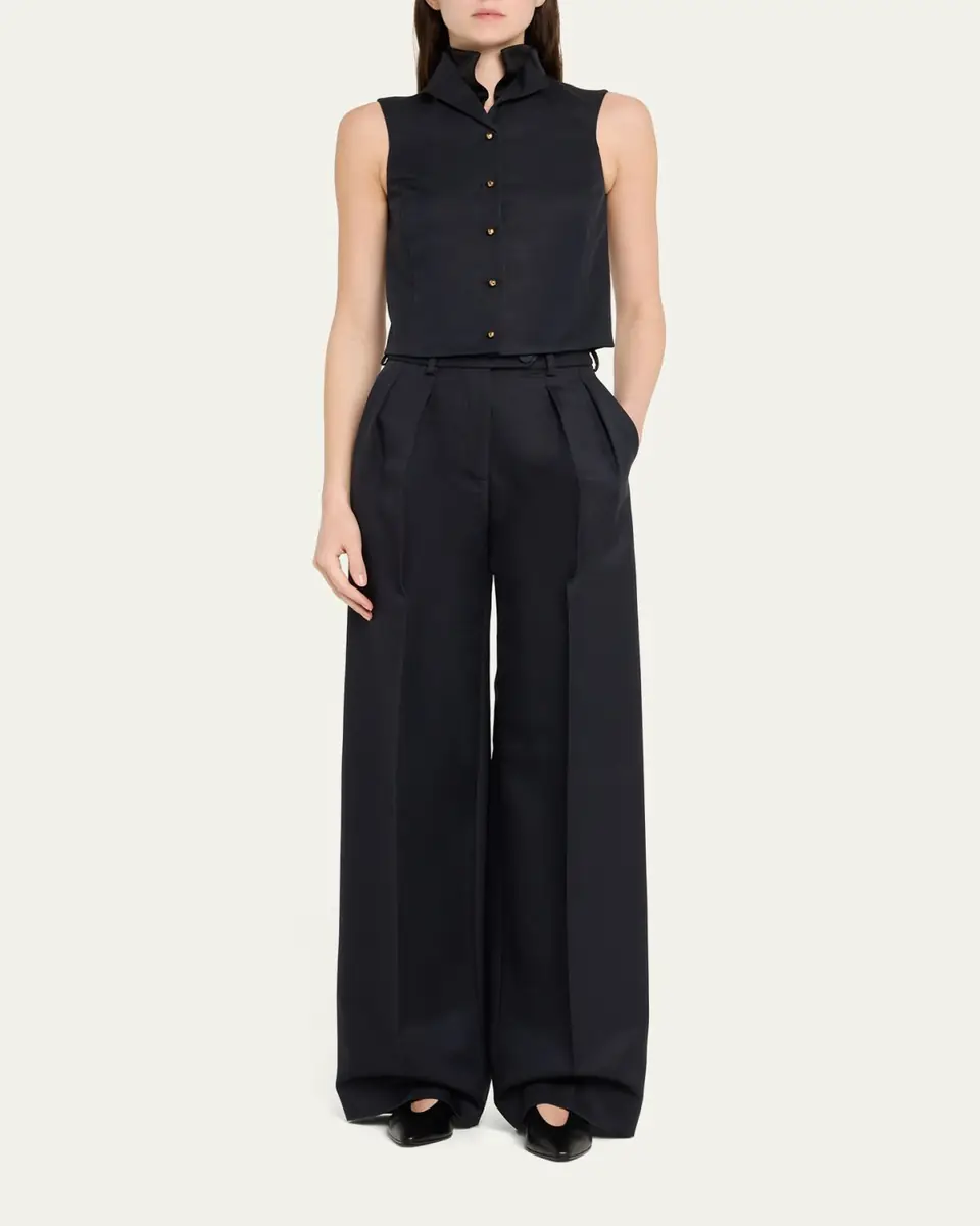 Loro Piana Devin Wide Leg Barathea Wool Trousers | Thumbnail 2 Loro Piana Devin Wide Leg Barathea Wool Trousers | Thumbnail 2