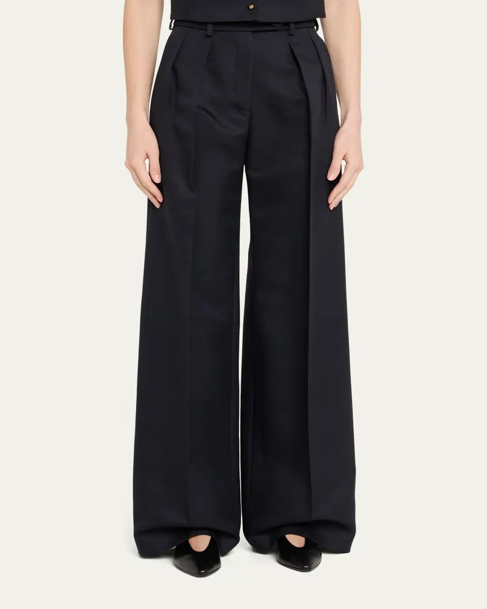 Loro Piana Devin Wide Leg Barathea Wool Trousers | Thumbnail 4 Loro Piana Devin Wide Leg Barathea Wool Trousers | Thumbnail 4