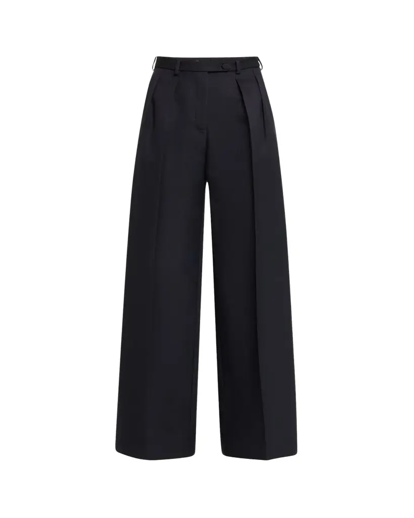 Devin Wide Leg Barathea Wool Trousers