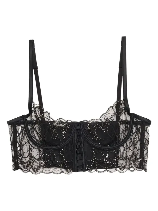 Paradis Bead-Embroidered Sheer Bustier