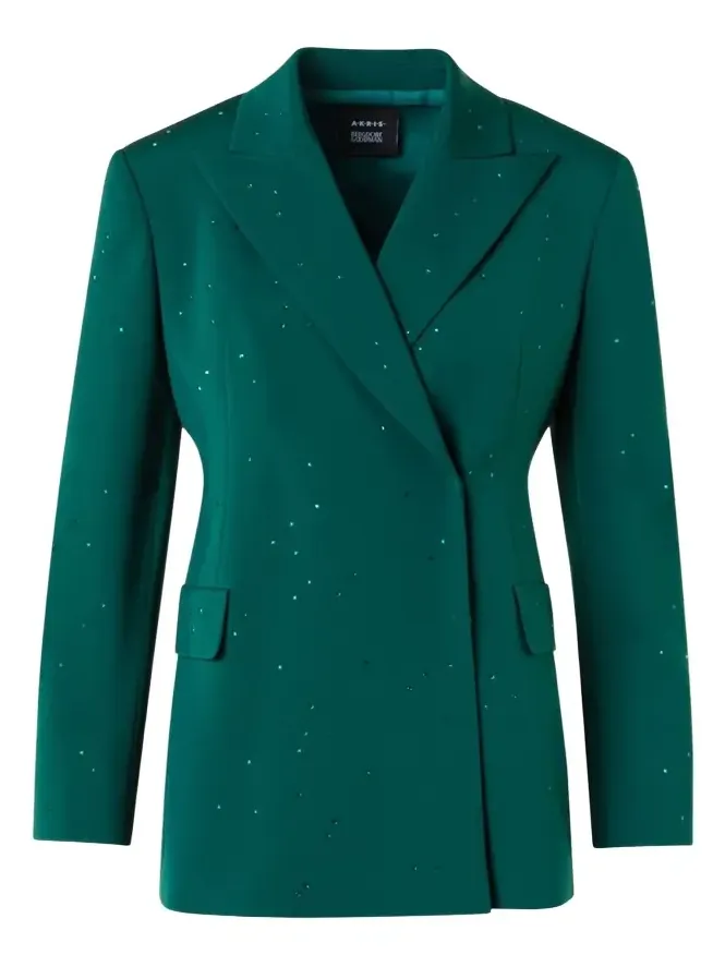 Nadine Swarovski Stars Double-Breasted Silk Crepe Jacket Nadine Swarovski Stars Double-Breasted Silk Crepe Jacket