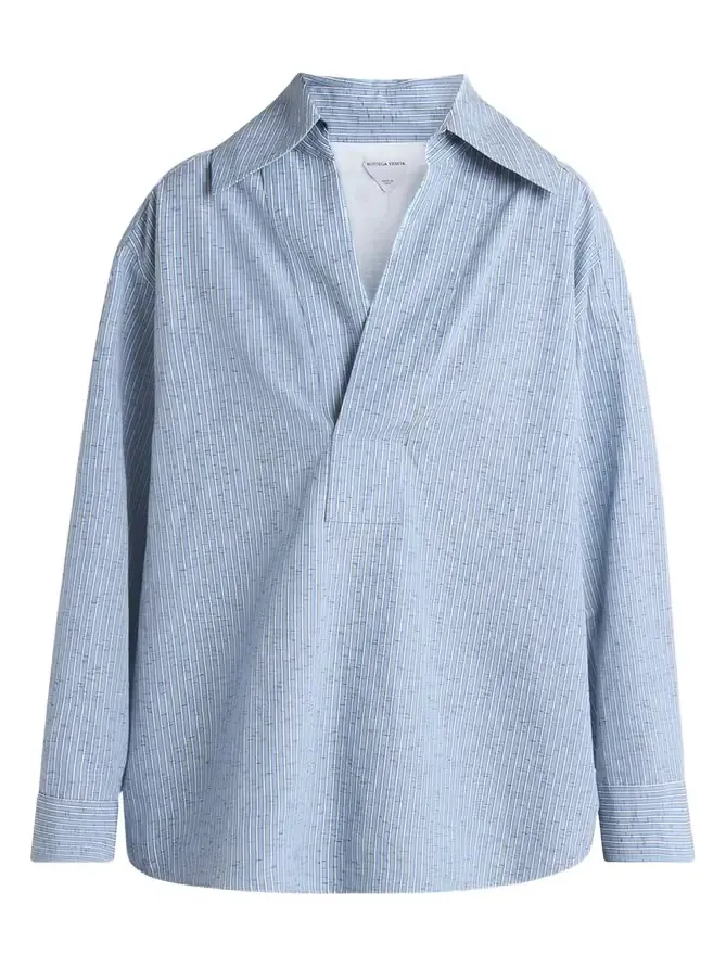 Stripe Irregular Cotton Linen Shirt
