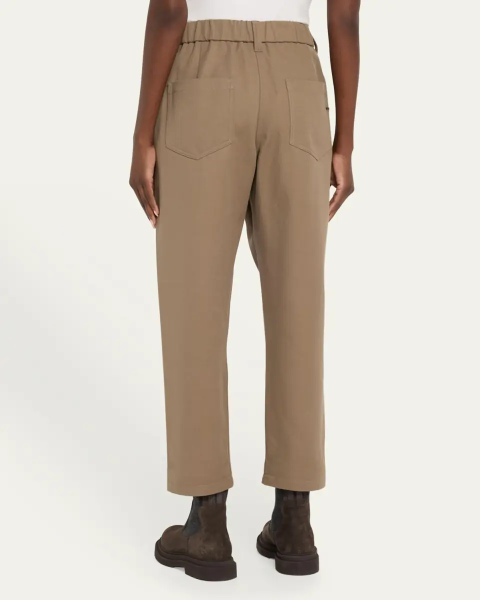 Brunello Cucinelli Cotton Twill Straight-Leg Ankle Pull-On Pants | Thumbnail 3 Brunello Cucinelli Cotton Twill Straight-Leg Ankle Pull-On Pants | Thumbnail 3