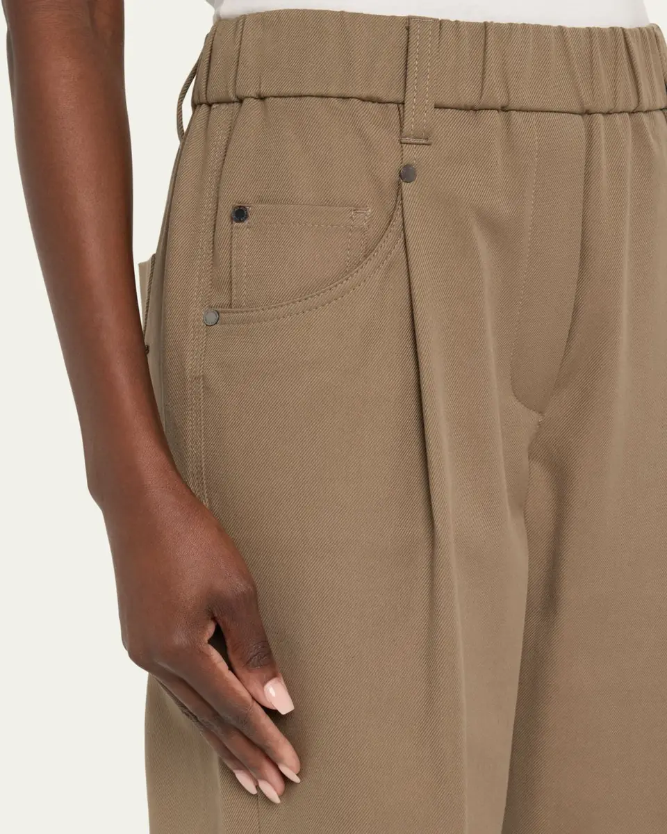 Brunello Cucinelli Cotton Twill Straight-Leg Ankle Pull-On Pants | Thumbnail 5 Brunello Cucinelli Cotton Twill Straight-Leg Ankle Pull-On Pants | Thumbnail 5